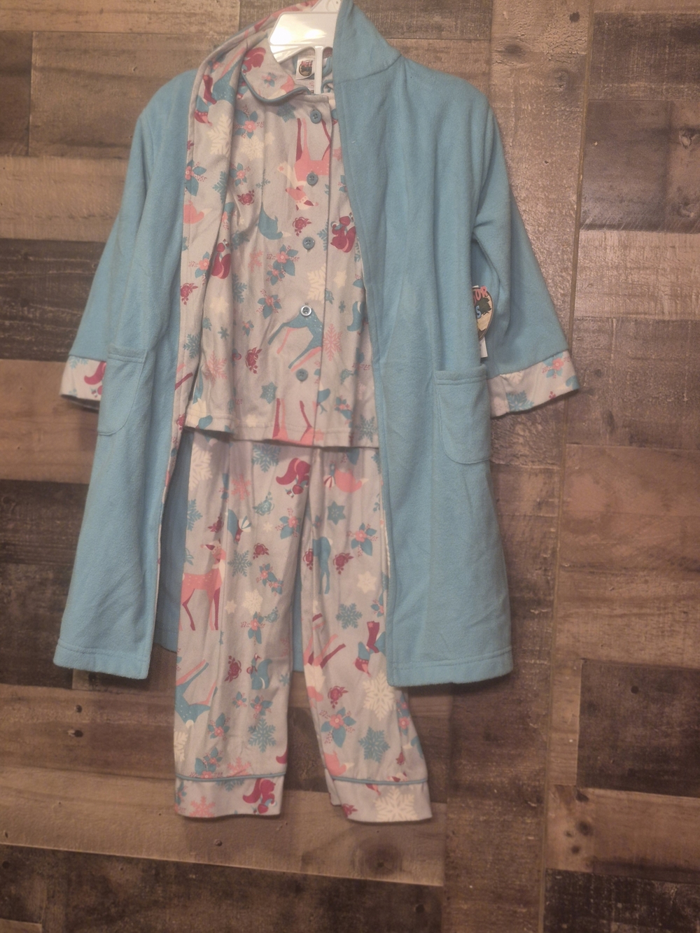 Girls'  Multi Color Print Pajama Set with Matching Robe Size 4T NEW WITH TAGS